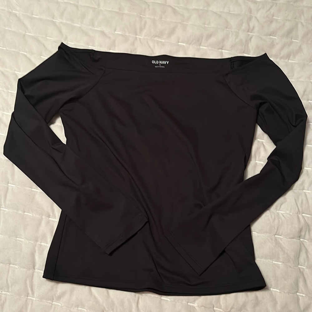 Old Navy Black Off Shoulder Long Sleeve Shirt